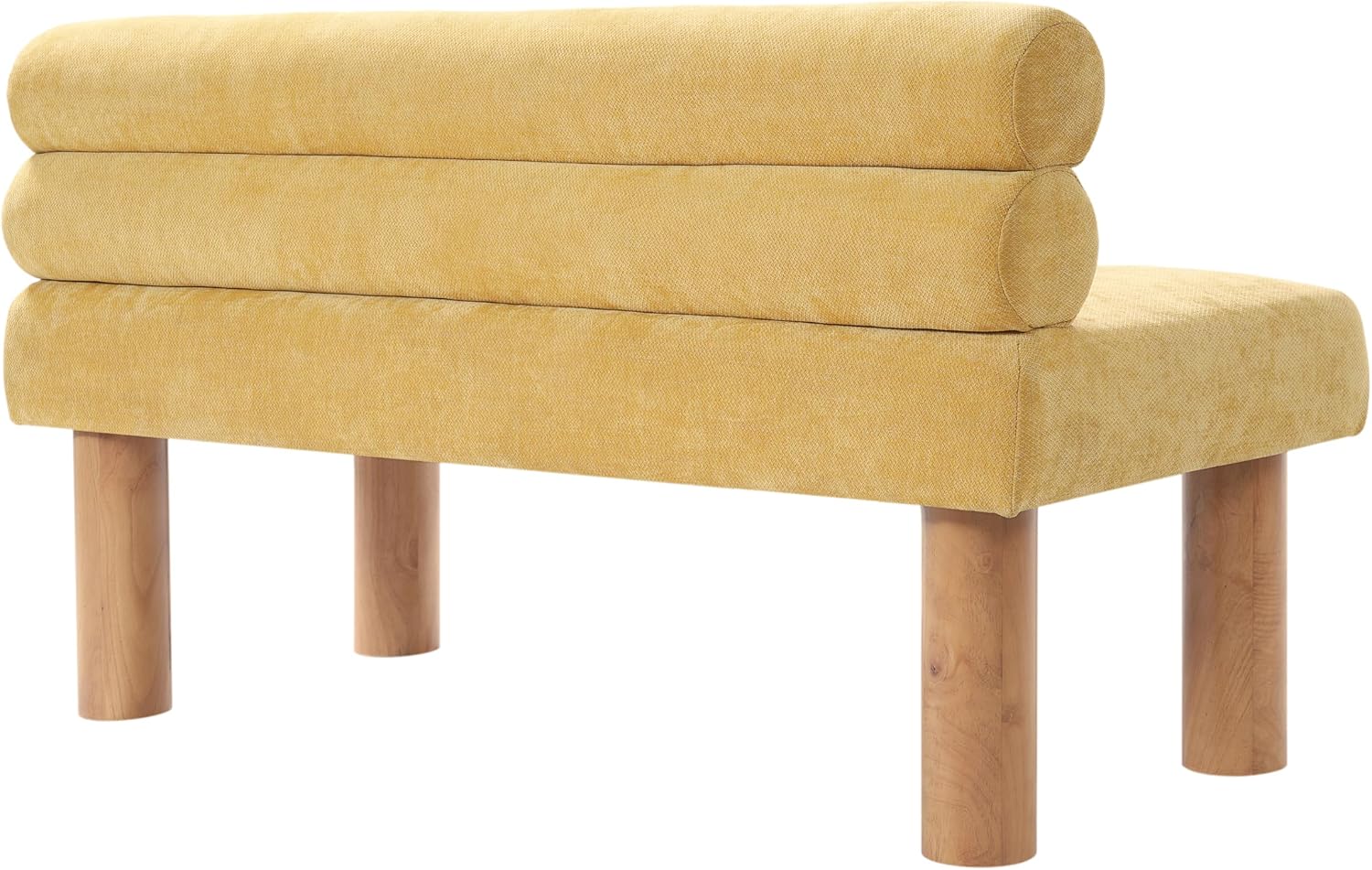 GDFStudio Upholstered Boucle Dining Bench with Backrest Farmhouse Entryway Bench with Rubber Wood Legs Long Indoor Bench for Bedroom Living Room End of Bed Dining Room Seating, Yellow