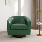 Lumibee Faux Leather Swivel Barrel Chairs Set of 2, Upholstered Comfy Round Swivel Accent Chair, 360° Rotation Single Sofa Club Armchair for Living Room, Reading Room, Bedroom, Green