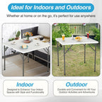 FDW | 34" Folding Table | White | Portable Plastic Table | with Carry Handle | Waterproof & Foldable Table Design | Steel Frame with Lock | for Events, Camping, Indoor & Outdoor Use