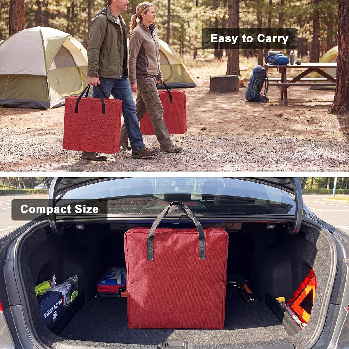 Romswi 2Pack Director Chairs for Outdoor, Folding Camping Chair, Compact Directors Chair Side Table and Side Bag, Heavy Duty Oversize Chair for Beach Fishing Picnic, Holds up to 400 lbs Red