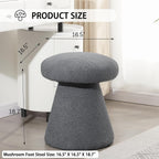 Homebeez Mushroom Ottoman Foot Stool, 18 inch Teddy Fleece Small Footrest, Round Sherpa Pouf for Living Room, Bedroom, Cute Modern Accent Seating, Slate Gray