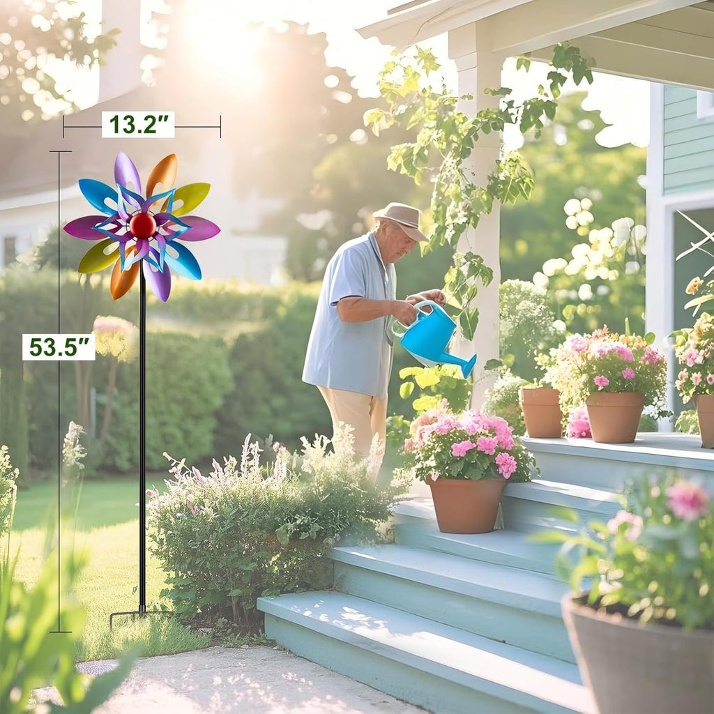 Wind Spinners Outdoor Garden Decor, 13 Inches Metal Windmill Yard Decorations Outdoor, Wind Pinwheels Gardening Gifts for Women Mom Backyard, Patio, Lawn Decor