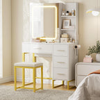 GAOMON 57'' Large Vanity Desk with Mirror & Lights, Makeup Vanity Table with Charging Station,