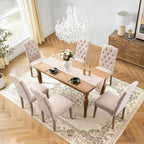 Tufted Upholstered Parsons Dining Chair Set Fabric Diner Accent Stylish Modern Kitchen Living Room with Button Sturdy Solid Wood Legs, 2-Pack