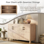VilroCaz Farmhouse Wood 4-Door Cabinet Sideboard with Smooth Rounded Corners, Rustic Accent Entryway Console Table for Hallway Living Room Dining Room