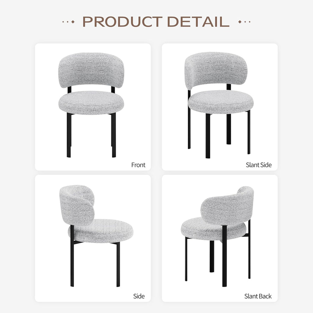 Dining Chairs Set of 4, Fabric Dining Chairs Metal Legs, Off-White | Breathable Fabric,Ergonomic Comfort Backrest,Spring Upholstered Seat for Kitchen Dining Room Restaurant