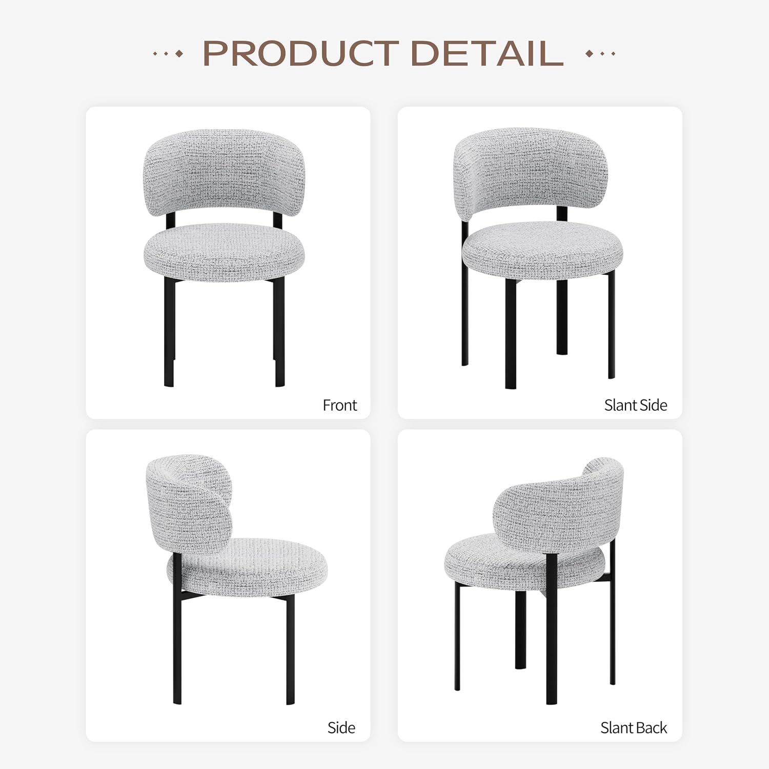 Dining Chairs Set of 4, Fabric Dining Chairs Metal Legs, Off-White | Breathable Fabric,Ergonomic Comfort Backrest,Spring Upholstered Seat for Kitchen Dining Room Restaurant