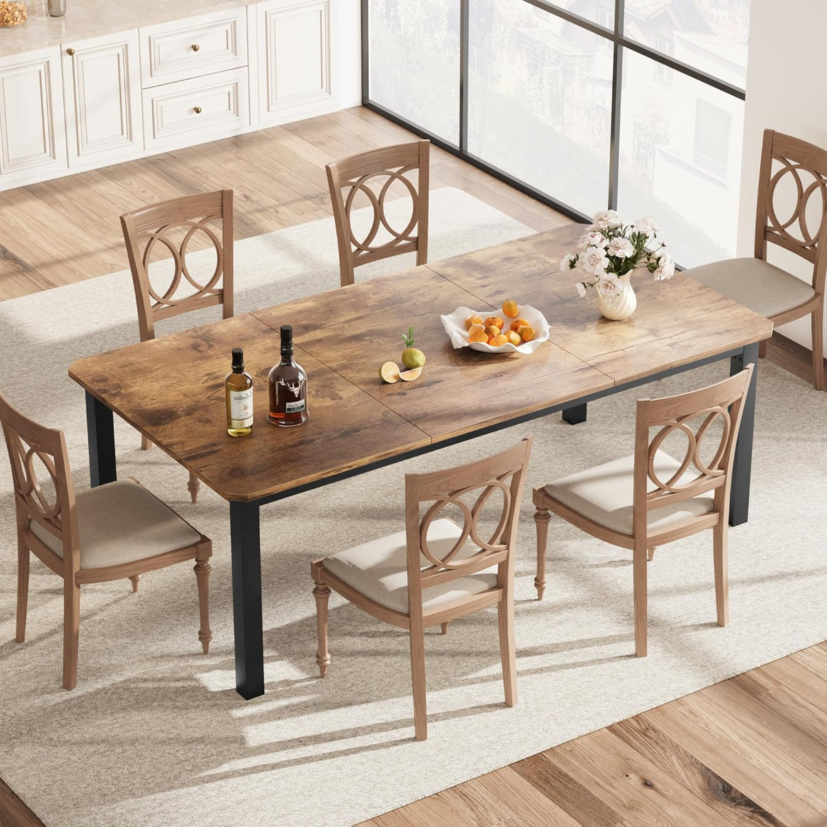 78.7 Inch Long Kitchen Table for 6-8, Dining Room Table for Kitchen Living Room, Large Rectangular Dinner Tables, Industrial Indoor Restaurant Tables with Sturdy Metal Frame(Only Table)