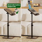 TV Tray Side Table for Couch - 360° Swivel Adjustable Height Rotating Sofa Table C Table End Table Laptop Desk with Phone & Tablet Slot, Perfect for Eating Working Reading, Fits Small Spaces