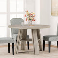 GarveeHome 43.3" Round Dining Table for 2-4 People, Circle Kitchen Table with Wooden Pedestal Base and Storage Shelf for Small Space Saving for Living Room, Apartment (Table Only)