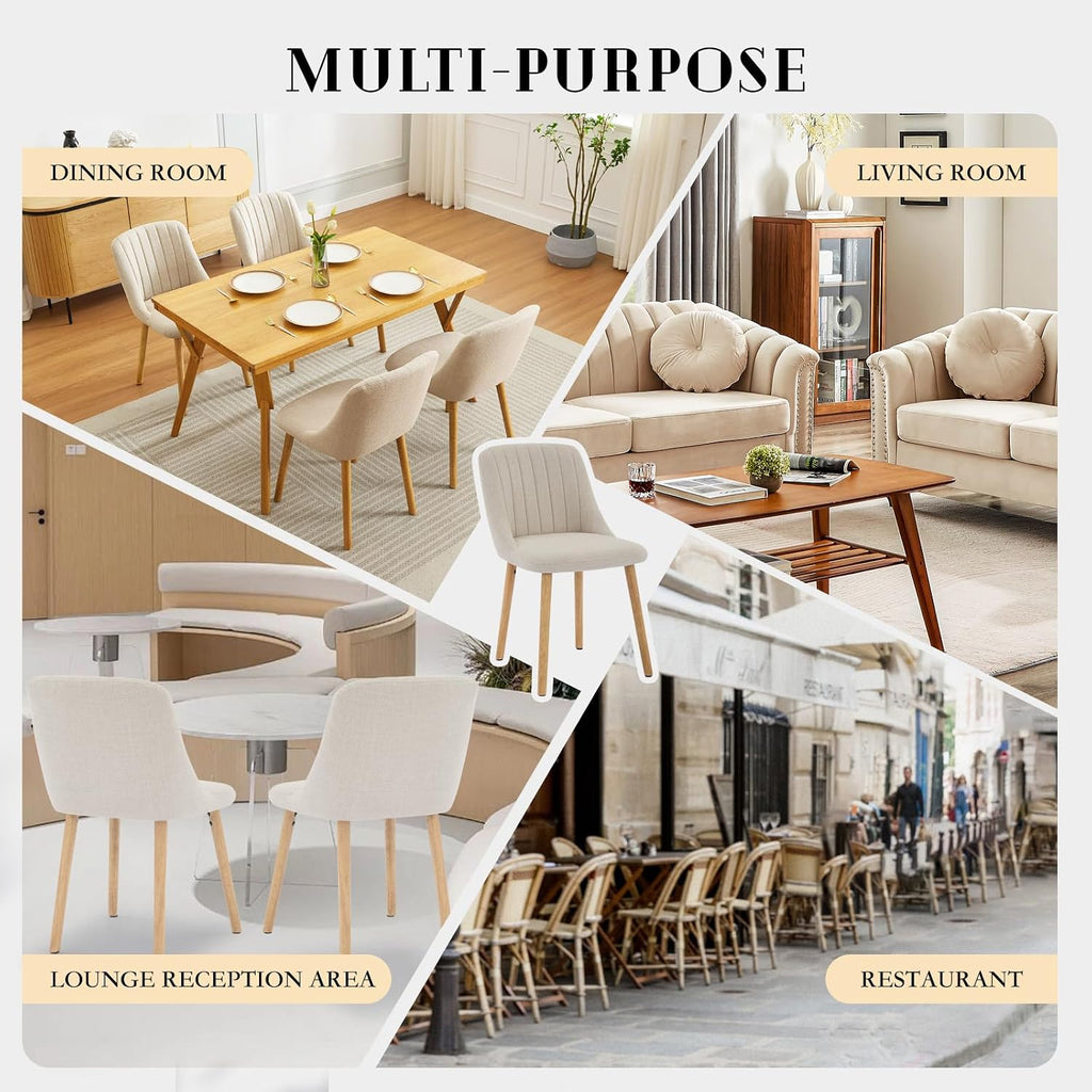GarveeHome Dining Chairs Set of 2,Modern Upholstered Kitchen Chairs with Ergonomic Back Support,300lbs Capacity Dining Chairs with Oak Legs for Dining Room Home Restaurant