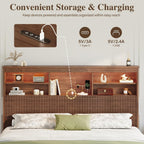 King Size Bed Frame with 4 Storage Drawers, Brown