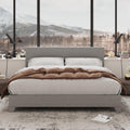 Allewie Queen Size Upholstered Bed Frame Adjustable Headboard, Light Grey