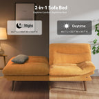 Pipishell Futon Sofa Bed, Modern 66" Futon Couch Convertible to Bed & Lounger, Compact Size, Corduroy Loveseat, Durable Construction - Fits Small Spaces, Apartments,Study Room (Yellow, 66 Inch)