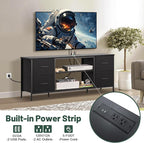 TV Stand for Bedroom, Television Stand for TV up to 55 Inch Entertainment Center Dresser with 4 Drawers Open Storage Shelves for Living Room, Entryway (Black and Charcoal Black)