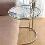 Round End Table, Side Table for Living Room, Small Spaces, Modern White Nightstand, Suitable for Bedroom, Living Room and Balcony(Clear)