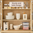 Spaco 72" Tall Kitchen Pantry Cabinet,Modern Fluted Food Storage Cabinet with 6 Door Shelves and Anti-tip Device,4-Door Freestanding Buffet Sideboard for Dining Room,Living Room. (Natural)