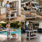 24x48 Stainless Steel Prep Table with Wheels, 1000 lbs, Kitchen, BBQ | Thickened Stainless Steel, 1000-Lb Capacity, Tool-Free Press-Fit Setup, 2-Tier Storage, 4 Locking Casters, 31.5-Inch Height