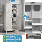 75" Tall Metal Pantry Cabinet, White Kitchen Storage Cupboard with 5 Adjustable Shelves, Heavy Duty Steel Food Organizer for Dining Room, Laundry Room, Living Room, Required Assembly