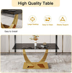 Modern Dining Table for 4/6, 63 Inch Faux Marble Dinner Table, Rectangular Kitchen Table, Easy Assembly Kitchen and Dining Room Table with Durable Frame, Scratch and Heat Resistant