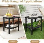 PatioZen Coffee Table Small Outdoor Side Table Weather-Resistant & Easy Assemblyr Patio Furniture,Resin Porch Table for Porch, Balcony, Indoor & Outdoor Use(Black)