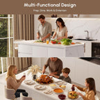 homary Kitchen Island with Storage & Wine Rack, 72" Modern White Kitchen Cabinet with Wood Top, Large Fixed Island with 3 Drawers & 6 Adjustable Shelves, Without Bar Stools