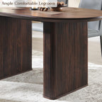 T4TREAM 63" Fluted Oval Dining Table for Kitchen Living Room, Walnut | Mid Century Modern Kitchen Table, Seats 4-6, Thickened Edge and Sturdy Strip Pedestal Base