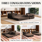 79" Corduroy Sofa Bed, Couch in a Box with 2 Pillows, High-Density Foam 4-in-1 Foldable Sleeper Futon Loveseat for Small Spaces, No Assembly, Side Pockets, Hex Arm Brown