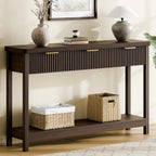 Lulive Fluted Console Table, 51 Inch Entryway Table with 3 Drawers | Scandi farmhouse look with quiet full-extension slides, open lower shelf, profile for hallway, entry, foyer or behind sofa.