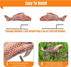 Garden Statues Koi Fish Decor Outdoor Garden Fish Statues, Set of 2 Antique Copper Koi Art Sculptures for Patio, Backyard, Pond and Home Decor for Women Mom