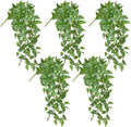 DILATATA Fake Hanging Plants Artificial Hanging Plants 22" Faux Peperomia Hanging Leaves Plants for Wall Shelf Home Indoor Outdoor Decor - 5 Pack