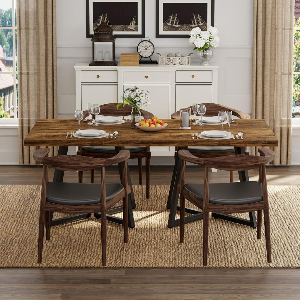 Apicizon Square Kitchen Dining Table for 2, Small Ktichen Table with Metal Base, 31.5" Modern Dinner Table for Dining Room Apartment Restaurant, Rust Brown