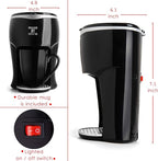 Moss & Stone Mini Drip Coffee Maker with Mug, Small Coffee Pot With Coffee Cup, Mini Coffee Maker, One Cup Coffee Maker (1 Drip & 4oz Mug)
