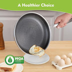 Non Stick Frying Pans, Hybrid 12 Inch Frying Pans Nonstick with Lid, Stainless Steel Skillets Chef Cookware, PFOA Free, Works on Induction,Ceramic,Gas Cooktops and Ovens