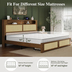 Belffin King Size Rattan Bed Frame with 2 Storage Drawers, Wood Bed, Brown