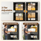 Kitchen Pantry Cabinet, 71”H Metal Storage Cabinet with 1 Drawer, Doors and 2 Adjustable Shelves, Black Pantry Storage Cabinets for Kitchen, Living Room, Dining Room and Bathroom