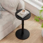 Homleke 12" Round Side Table, Solid Wood Pillar with Wood Top & Base, Small Drink Accent Table for Living Room, Bedroom, Sofa & Office, Easy Assembly, Black