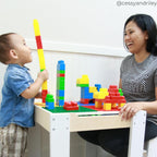 Teamson Kids - Wooden Multiactivity Table with Removable Tabletop for Storage | Reversible Tabletop, Storage Space