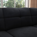 HONBAY Convertible Sectional Sofa L Shaped Couch,Velvet Black | Reversible Sectional Couch for Living Room for Small Apartment,Easy to transport and install