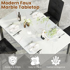 Hooseng Dining Table Set for 4, Faux Marble Small Kitchen Table with 4 PU Leather Chairs, Modern 5 Piece Dinner Table Set for Dining Room, Breakfast Nook, Samll Space, White & Black