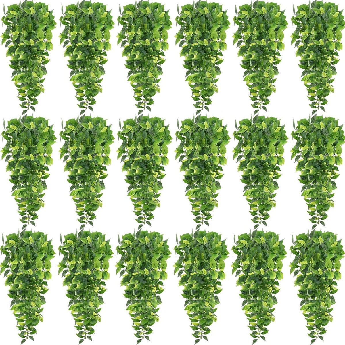 Hoteam 18 Pcs Artificial Hanging Plants 32 Inch Fake Ivy Vines with Fake Leaves Patio Artificial Plants Greenery for Living Room Indoor Outdoor Wall, No Basket (Pothos)