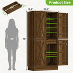 Unikito 71" Tall Kitchen Pantry Storage Cabinet with Built-in Drawer | 31.5" Wide Wood Farmhouse Storage Cabinet with Barn Doors and 3 Shelves, for Home Kitchen,Dining/Living/Laundry/Room