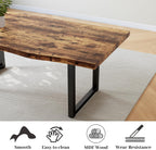 HIPIHOM 63" Dining Table with 2 Benches, Modern Kitchen Table and Chairs Set for 4 to 6 Persons, Thickened MDF Wooden Table for Kitchen, Dining Room