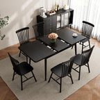 Muwuele Solid Wood Extendable Dining Table for 4-8 People with Seamless Extension from 47.2 to 63 Inches, Easy Assembly, Expandable Tables for Small Spaces, Dining Room, Kitchen, Living Room, Black