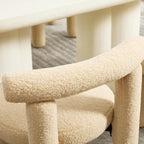 Modern Sherpa Dining Chair Set of 2, Camel | Soft Boucle Upholstery, Curved Back, for Kitchen Dining Room, Plush Padded Seat, Space Saving Side Chairs, for Living Room