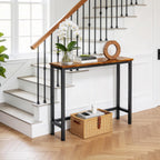 29.5 Inch Narrow Console Table, Small Entryway Table with Metal Frame, Skinny Sofa Table for Living Room Hallway Bedroom Foyer, Slim Hallway Shelf, Modern Entryway Furniture, Rustic Brown