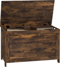 HOMCOM Storage Bench Cut-Out Handles 29.9" x 15.7" x 18.9" Rustic Brown | Storage Chest, 2 Safety Hinges, Modern Wooden Trunk, Living Room, Entryway