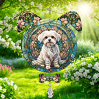 Maltese Dog Ears Wind Spinner, Maltese Wind Spinner Hanging for Yard and Garden V02