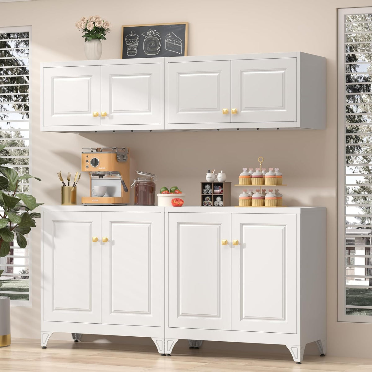 UNICOLY 15.74" H Wall Mounted Storage Cabinet, Kitchen Pantry Cabinet, Small Hanging Cabinet for Dining Room, Bathroom, Laundry Room Alacena para Cocina, Assembly Required, White