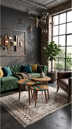 3-Piece Round Nesting Side Table Set 15.7 in Diameter | Olive Wood & Green Epoxy | Modern Scandinavian Style | Wood Grain | Durable & Easy Easy to Wipe | GÖKÇESAN MOBİLYA - Olive Green